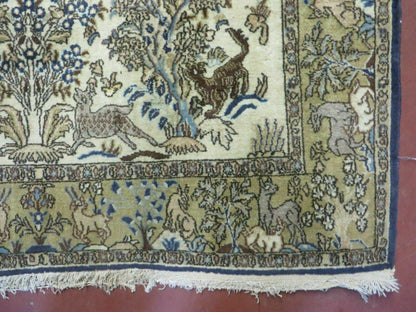 4' X 6 Handmade India Oriental Fine Pictorial Tree Of Life Wool Silk Rug Wow - Nuvé