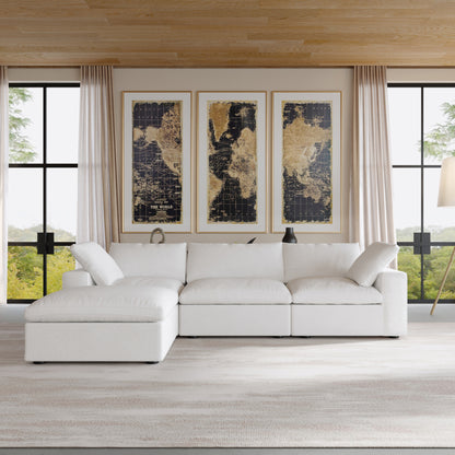 Nuvé® Solace Modular Bouclé Cloud Sofa - Snow White - 3-Seater Sectional Sofa with Ottoman - Nuvé