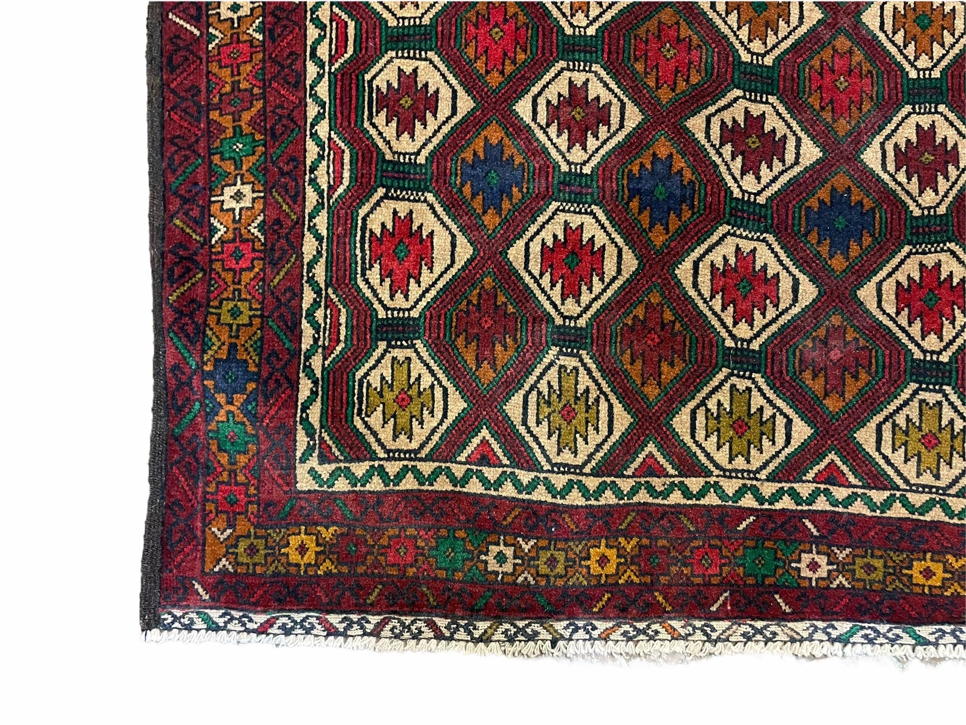 3x5 Vintage Handmade Wool Rug Tribal Turkoman Balouch Prayer Rug Organic Dyes - Nuvé