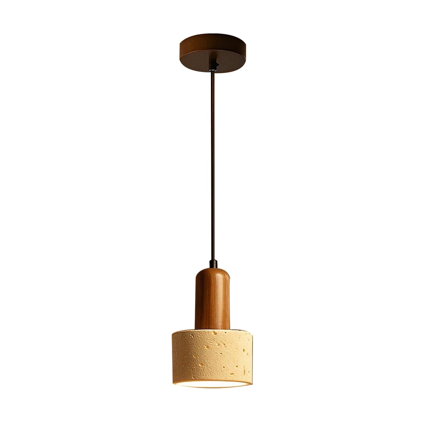Vintage Round Travertine Wood Pendant Light - Nuvé