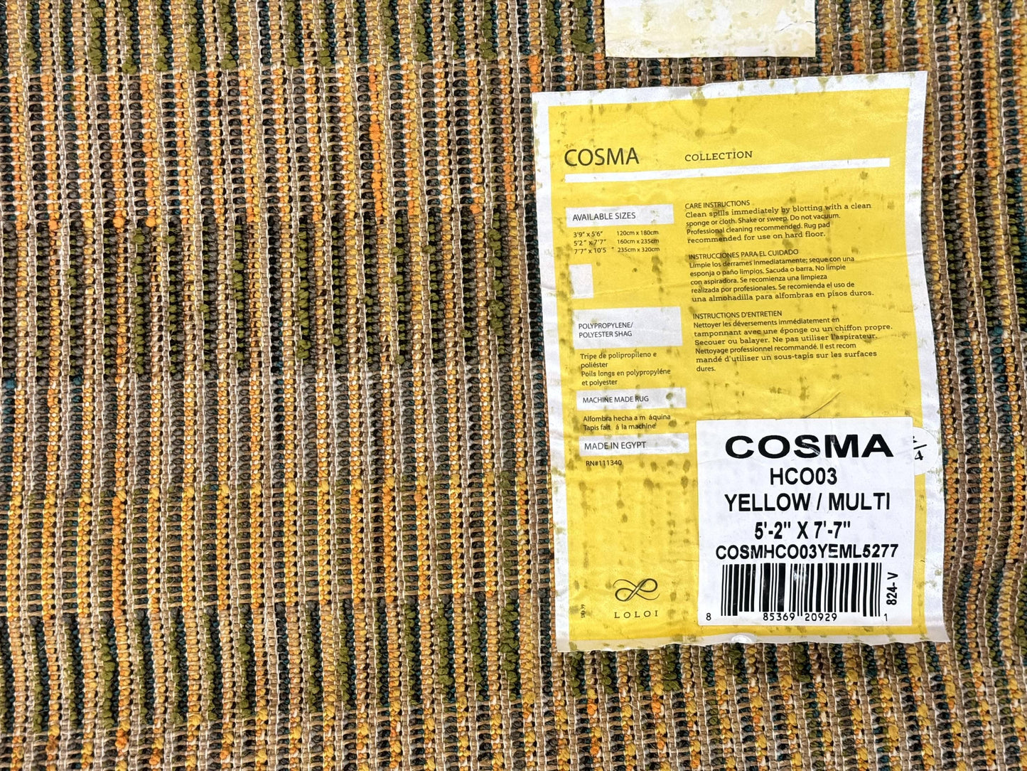Shag Rug 5x8, Yellow Ivory Charcoal, Contemporary - Nuvé