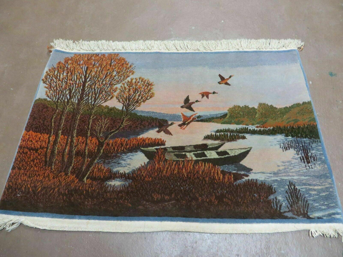 2' X 3' Vintage Handmade Pakistan Pictorial Rug Carpet Scenery Bird Tree Wow - Nuvé