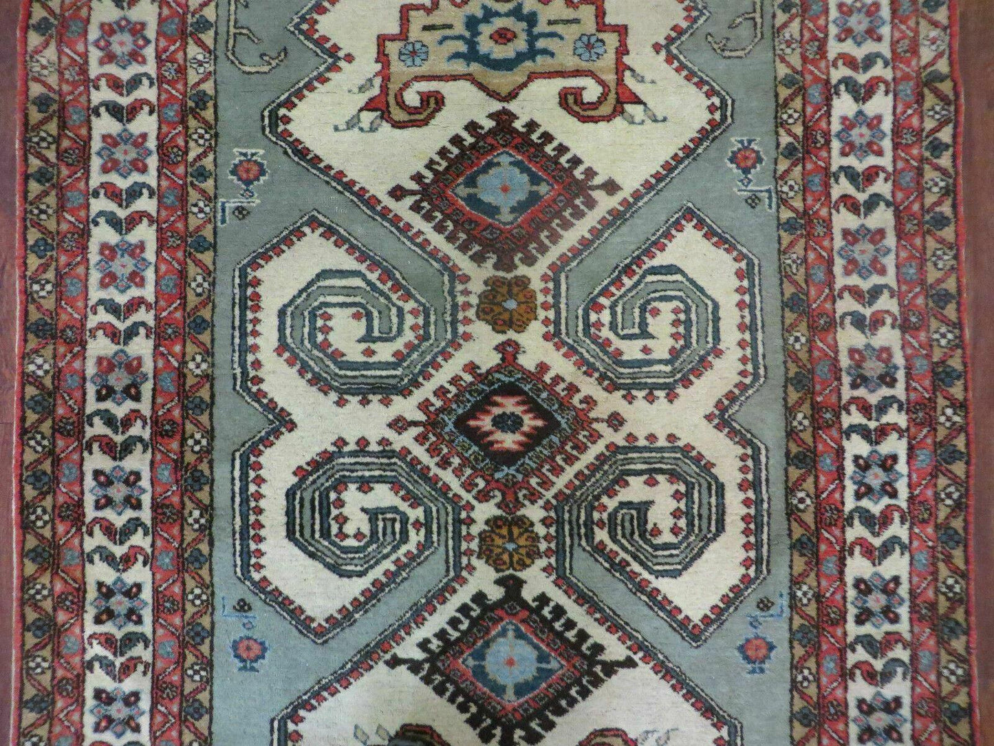 4' X 7' Vintage Handmade Knotted Rug India Caucasian Wool Soft Green Organic - Nuvé