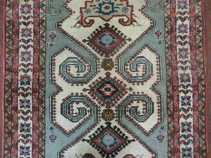 4' X 7' Vintage Handmade Knotted Rug India Caucasian Wool Soft Green Organic - Nuvé