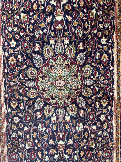 Indo Kashmiri Rug 3x5, Navy Blue, Very Fine 400 KPSI, Pair A - Nuvé