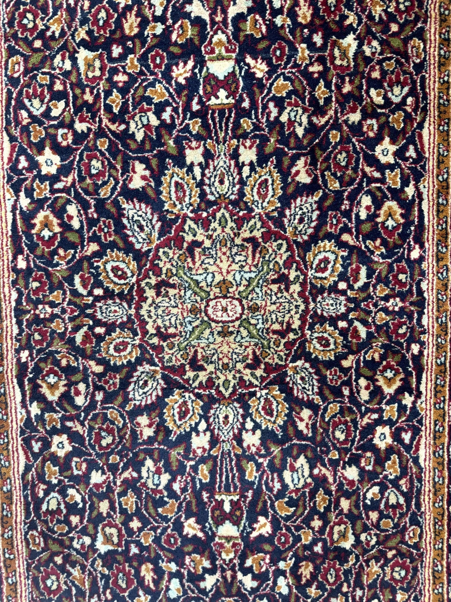 Indo Kashmiri Rug 3x5, Navy Blue, Very Fine 400 KPSI, Pair A