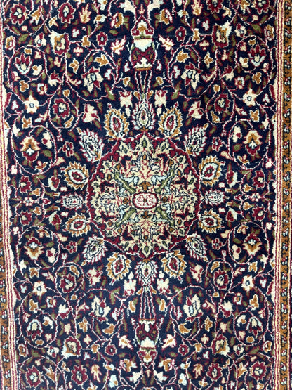 Indo Kashmiri Rug 3x5, Navy Blue, Very Fine 400 KPSI, Pair A