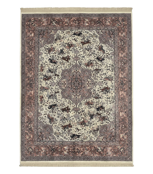 8.8 x 12 Karastan Ivory Hunting Rug #751, Vintage Wool Discontinued Original 700 Series, Rare