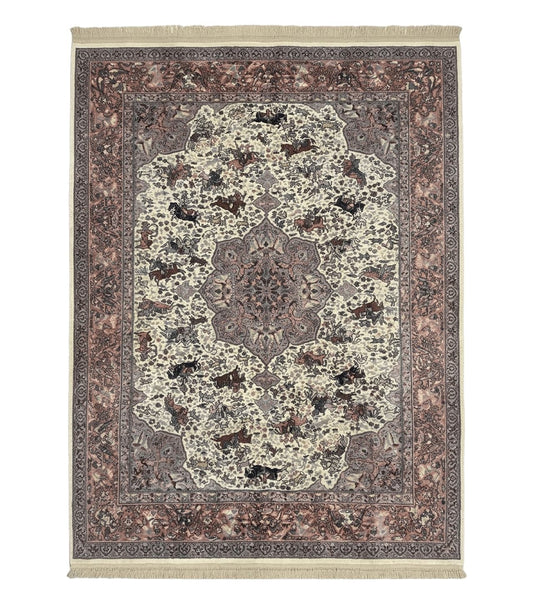 8.8 x 12 Karastan Ivory Hunting Rug #751, Vintage Wool Discontinued Original 700 Series, Rare