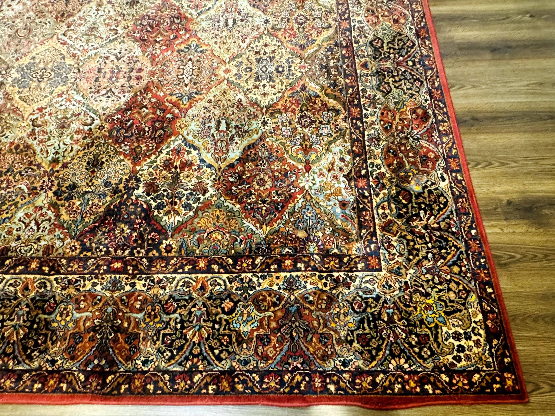 Square Karastan Multicolor Panel Kirman Rug #717, Rare Size 8.8 x 8.8, Original 700 Series, Wool - Nuvé