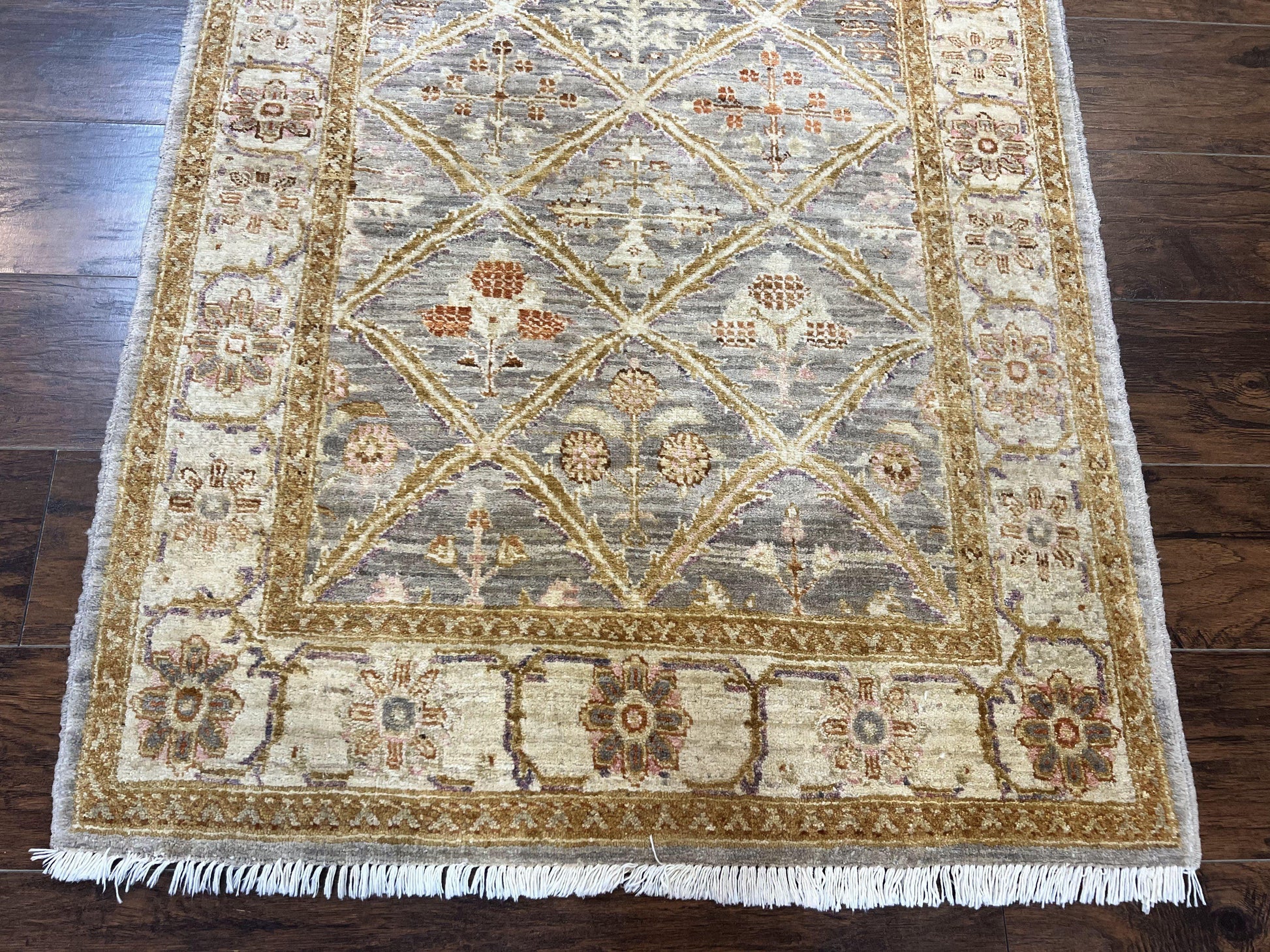 Pakistani Peshawar Rug 3.6 x 5, Safavieh Wool Handmade Hand Knotted Vintage Rug, Panel Design Oriental Carpet, Pair C - Nuvé