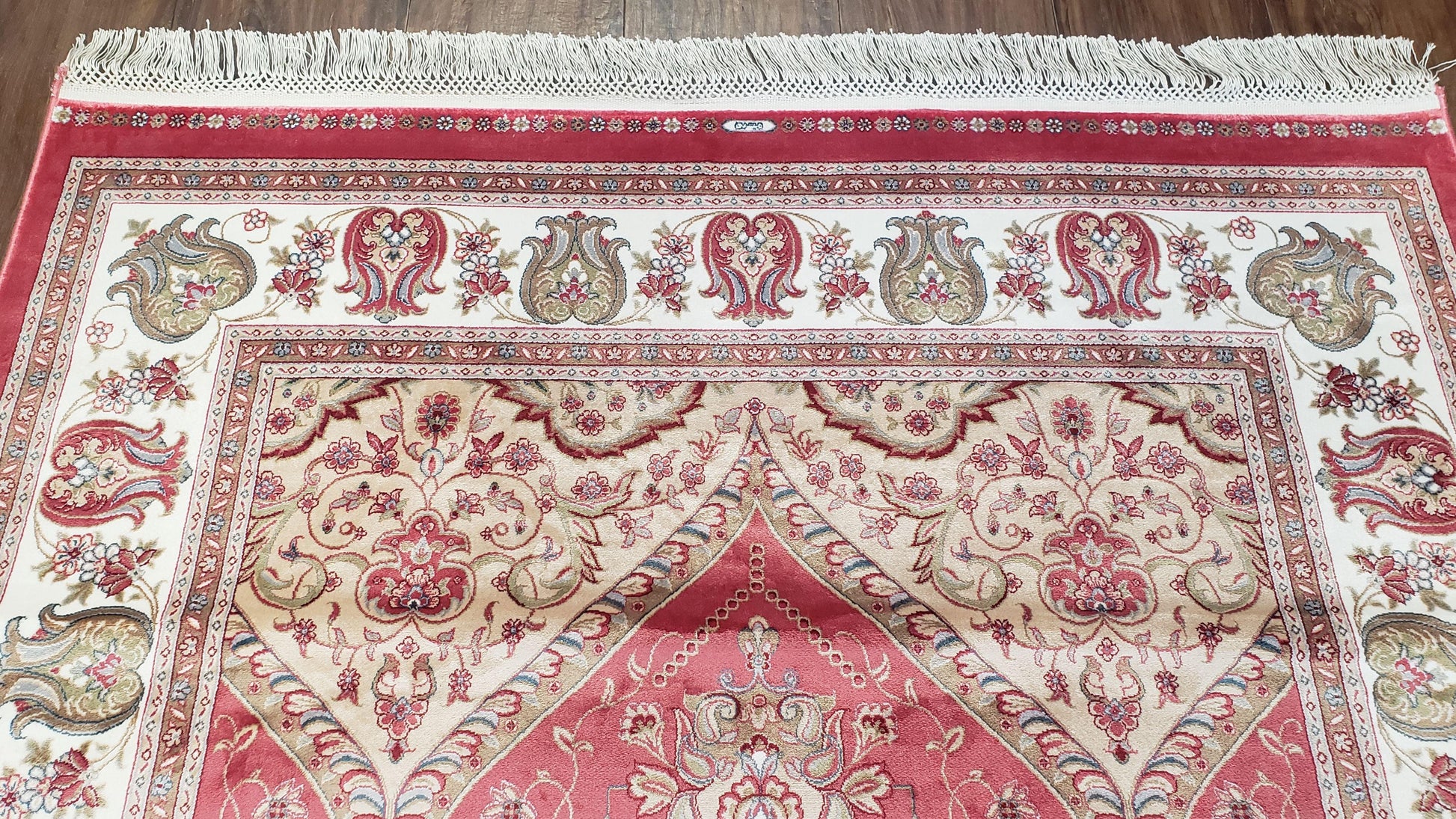 4 x 6 Silk Carpet Red, Traditional Oriental Rug 4x6, Flower Vase Columns, Turkish Rug New, High Quality, Bamboo Silk, Area Rug - Nuvé