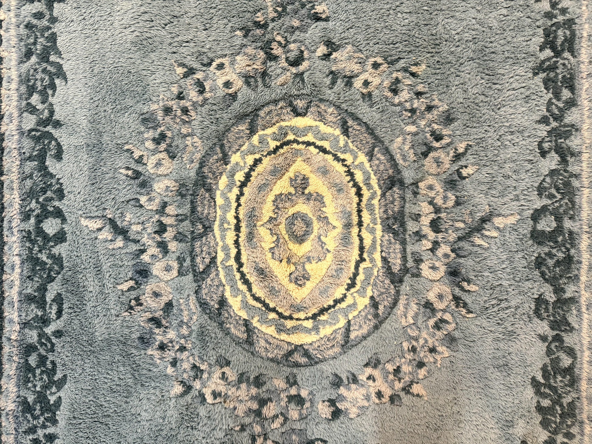 Indo Chinese Aubusson Rug 6x9, Light Blue and Ivory, Handmade Vintage Wool Carpet - Nuvé