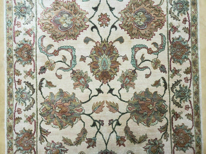 4x12 Vintage Oriental Runner Rug Hand Knotted Indian Agra Wool Tea Washed Beige - Nuvé