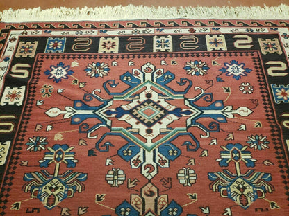 4' X 6' Vintage Russian Kilim Handmade Caucasian Soumak Flat Weave Wool Rug - Nuvé