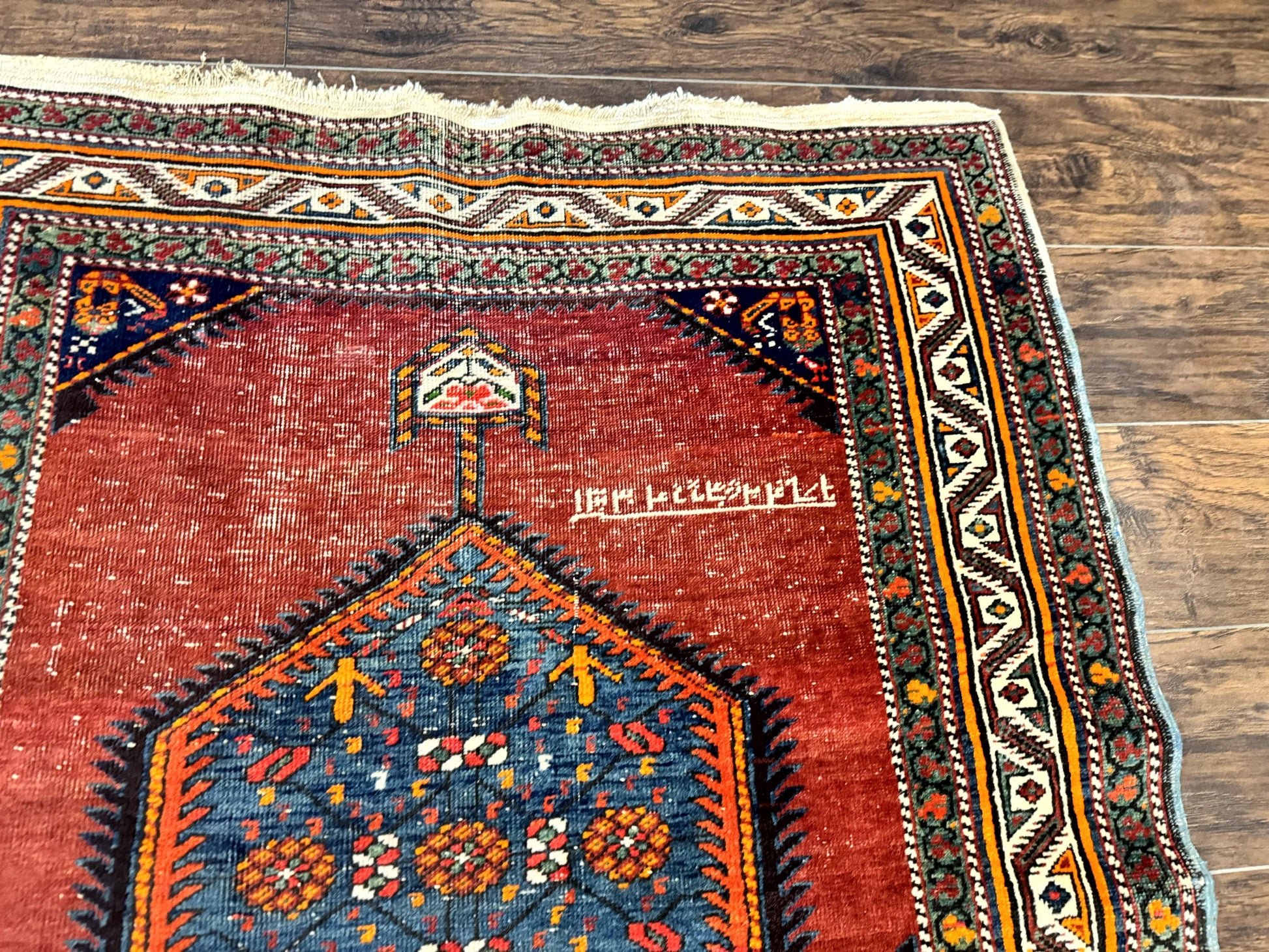 Antique Persian Sarab Runner Rug 3.9 x 12, Red, Handmade, Tribal Runner, Wool, Signed - Nuvé
