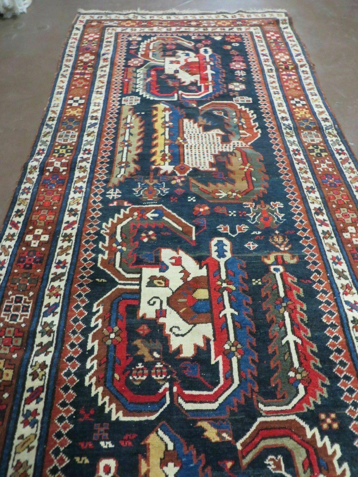 3' 7" X 14' Antique Handmade Caucasian Wool Rug Carpet Nice - Nuvé