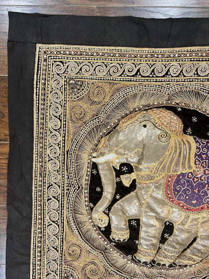 Indian Embroidery 3x3, Elephant Design, Detailed Needlepoint, Beadwork - Nuvé