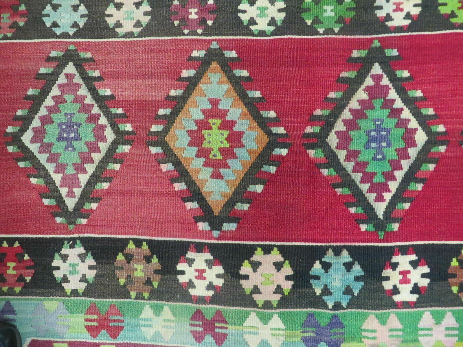 7' X 9' Vintage Turkish Kilim Handmade Flat Weave Wool Rug Veg Dye Nice - Nuvé