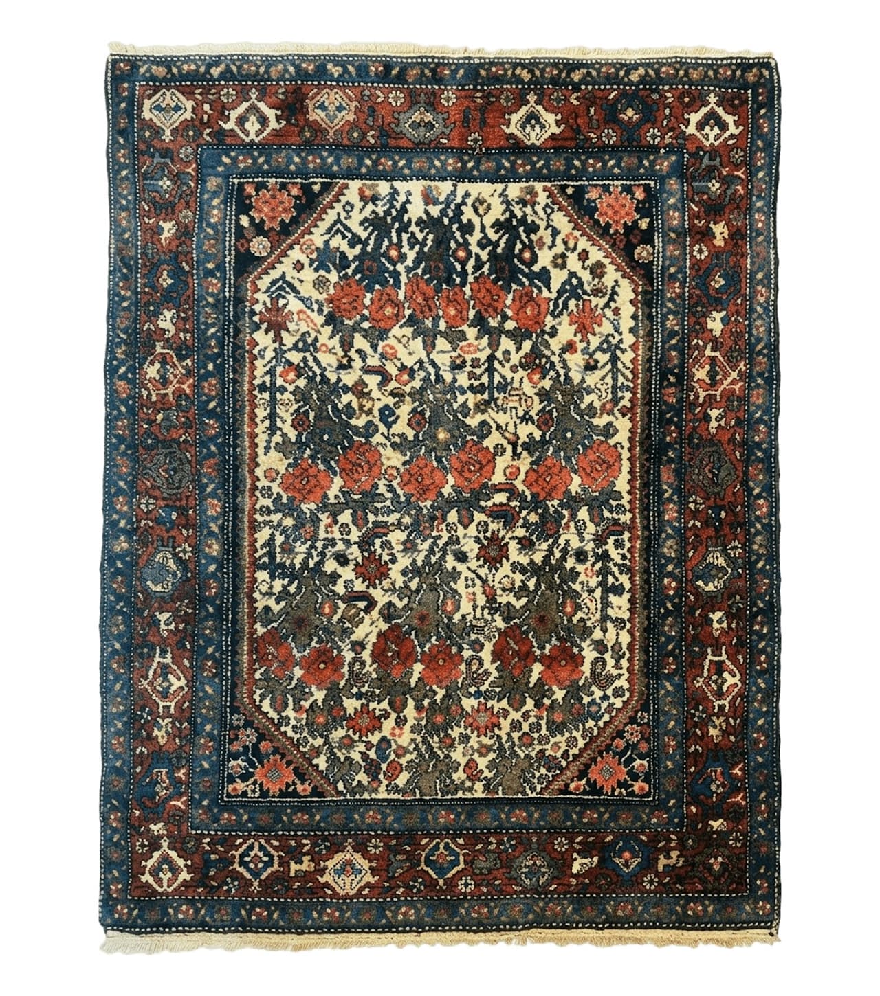 Persian Tribal Rug 3x5, Antique Persian Carpet, Floral Roses, Handmade, Persian Zanjan Rug