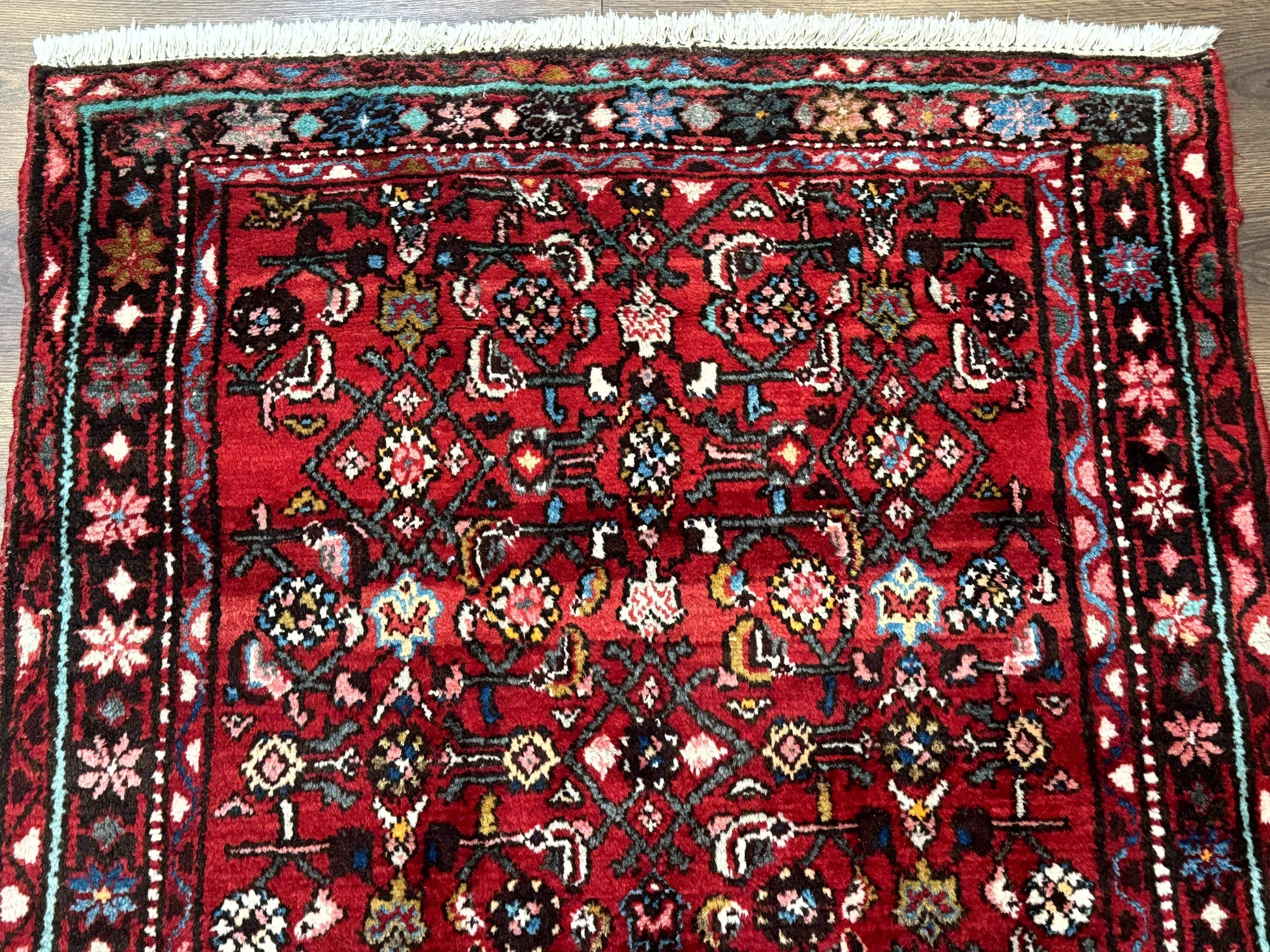 Red Persian Rug 4x7, Village Rug, Wool Vintage Carpet - Nuvé