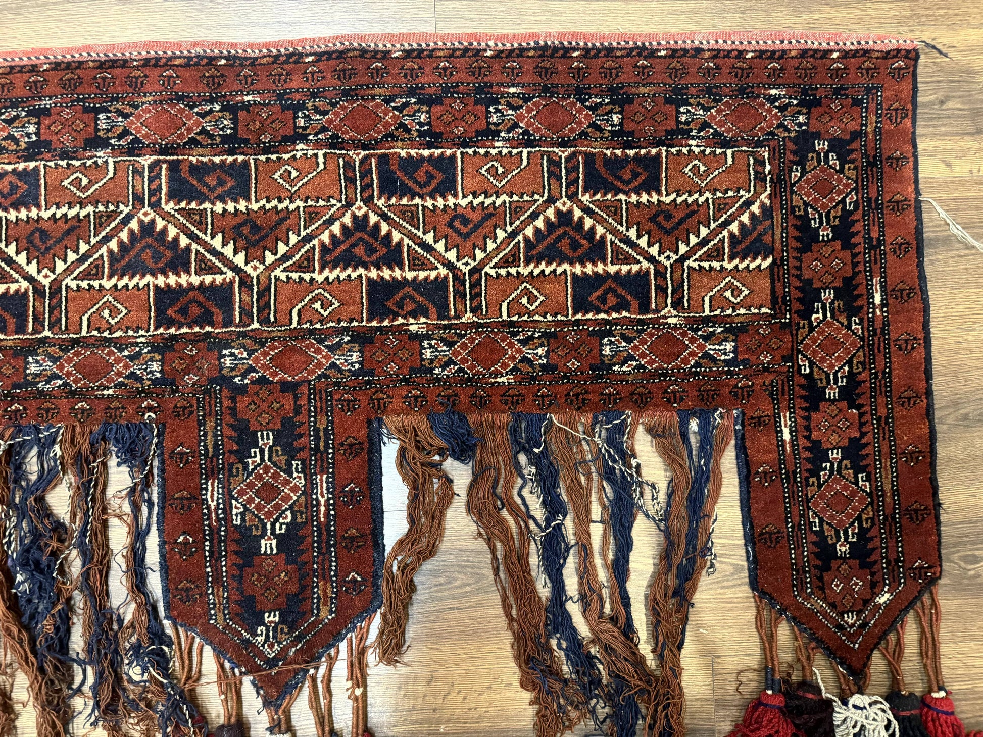 Antique Afghan Beshir Tent Header Textile Rug, Tribal Collectible, Wool - Nuvé