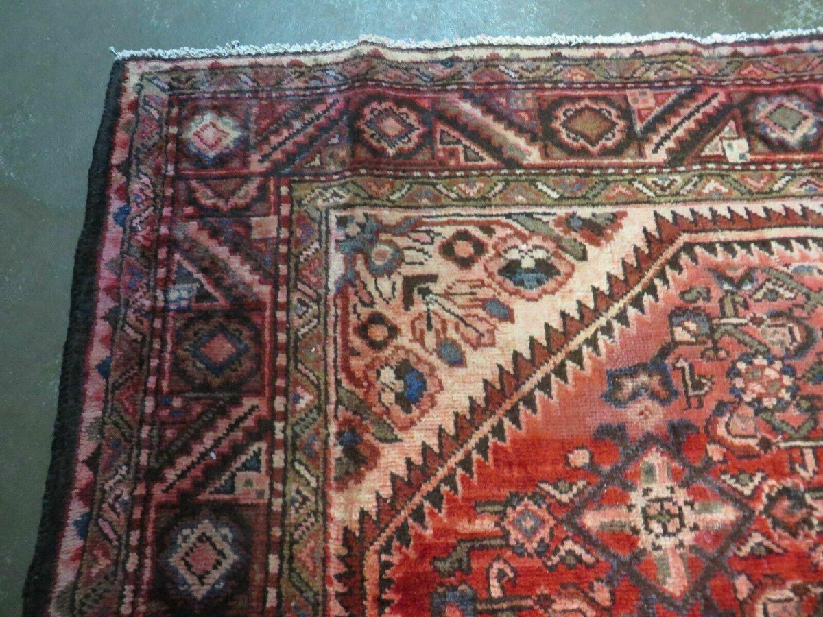 5' 6" X 10' Antique Handmade India Floral Oriental Wool Rug Veg Dyes Red Nice