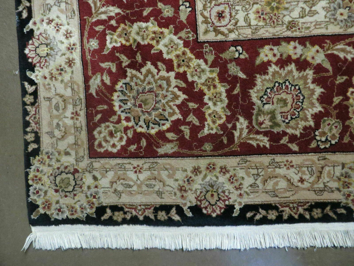 9' X 12' Vintage Handmade Fine Chinese Oriental Floral Wool Rug Silk Black - Nuvé