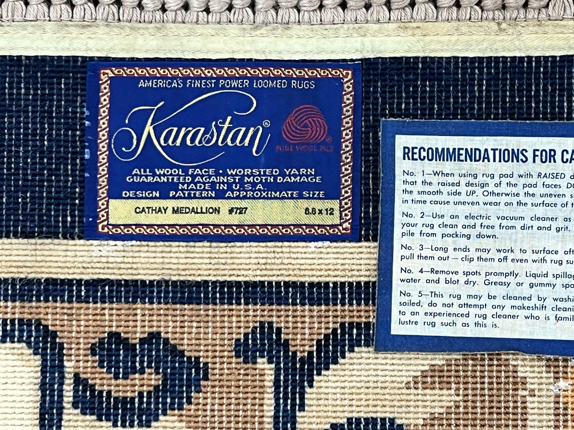 Karastan Rug 8.8 x 12, Cathay Medallion #727, Wool Karastan Carpet, Original Collection 700 Series, Discontinued, Vintage Karastan Area Rug - Nuvé