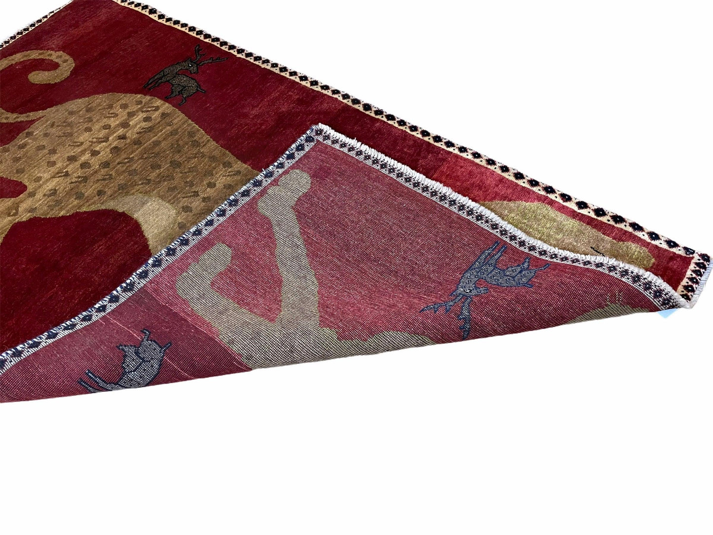 3.5 X 6 Handmade New Vintage Quality Wool Rug Leopard Red Tribal Hand-Knotted - Nuvé