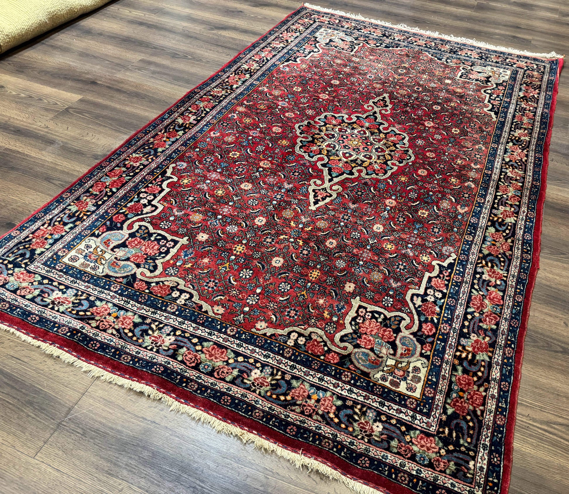 Antique Persian Rug 5x7, Red, Fine 260 KPSI, Bidjar Carpet - Nuvé