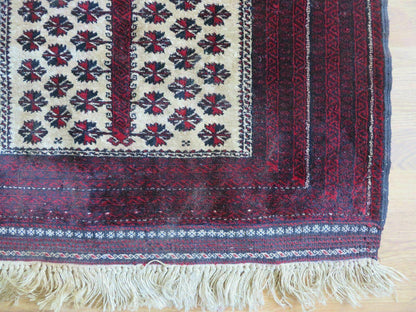 3' X 5' Handmade Fine Knotted Balouch Turkoman Prayer Silk Wool Rug - Nuvé