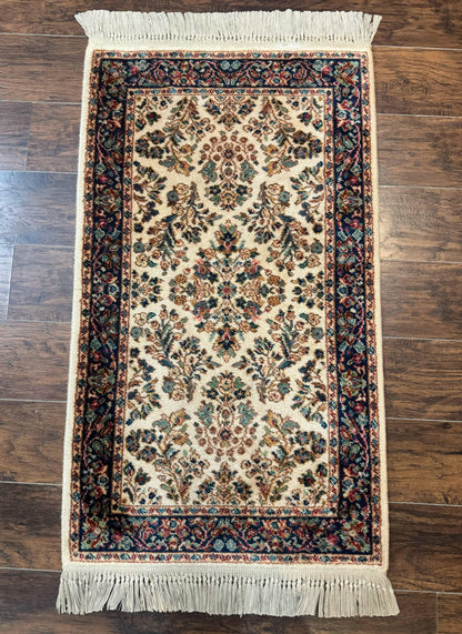 Karastan Rug 2.6 x 4, Karastan Ivory Sarouk #760, Vintage Wool Pile Small Karastan Carpet, Original Collection 700 Series Discontinued - Nuvé