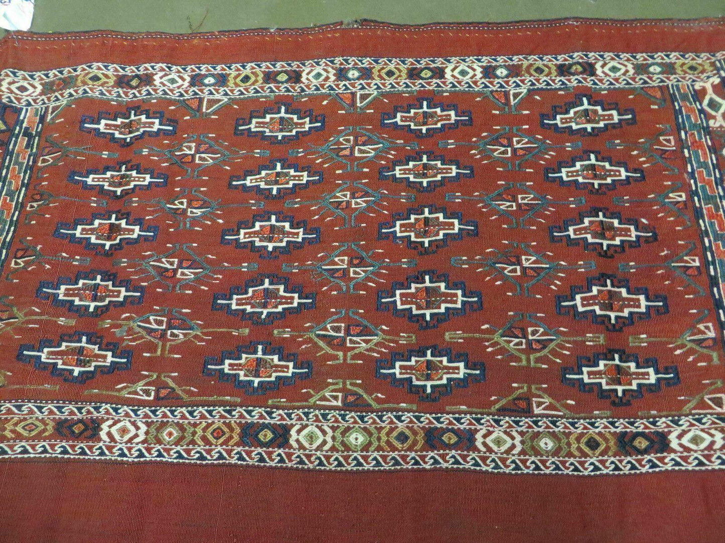 45" X 32" Antique Handmade Bokhara Turkoman Yomud Chuval Wool Rug Soumak NICE - Nuvé