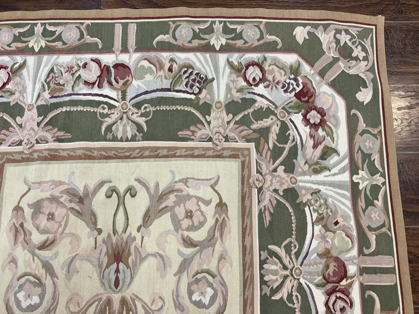 Aubusson Rug 5x8, Wool Handmade Vintage Carpet, Angel Motifs, Flatweave Rug 5 x 8, Medium Sized, European Design - Nuvé