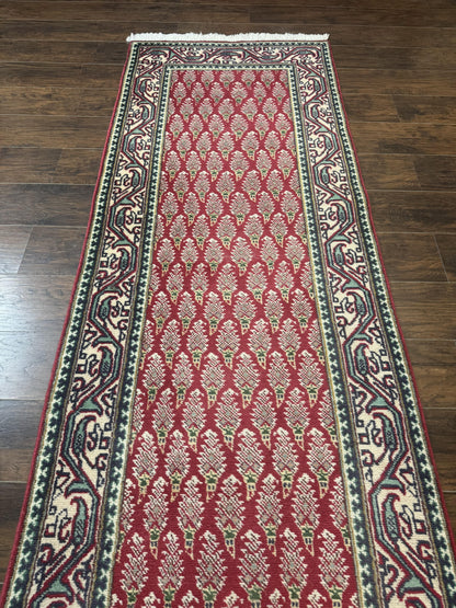 Persian Tabriz Runner Rug 3x16, Paisley Boteh Design, Red and Cream, Rug for Hallway, 16ft Wool Runner - Nuvé