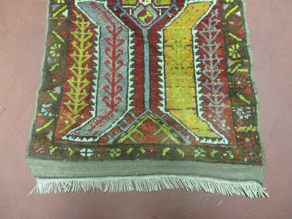 Small Turkish Yastik Rug 1.9 x 2.10, Antique Handmade Oushak Carpet - Nuvé