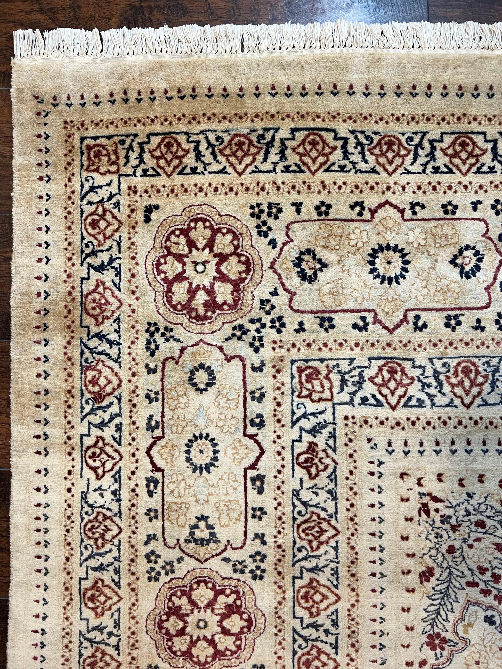Pak Persian Rug 9x11, Very Fine Hand Knotted Oriental Carpet, Haji Jalili Design, Ivory/Cream, Wool Handmade Room Sized Rug 9 x 11 ft, Nice - Nuvé