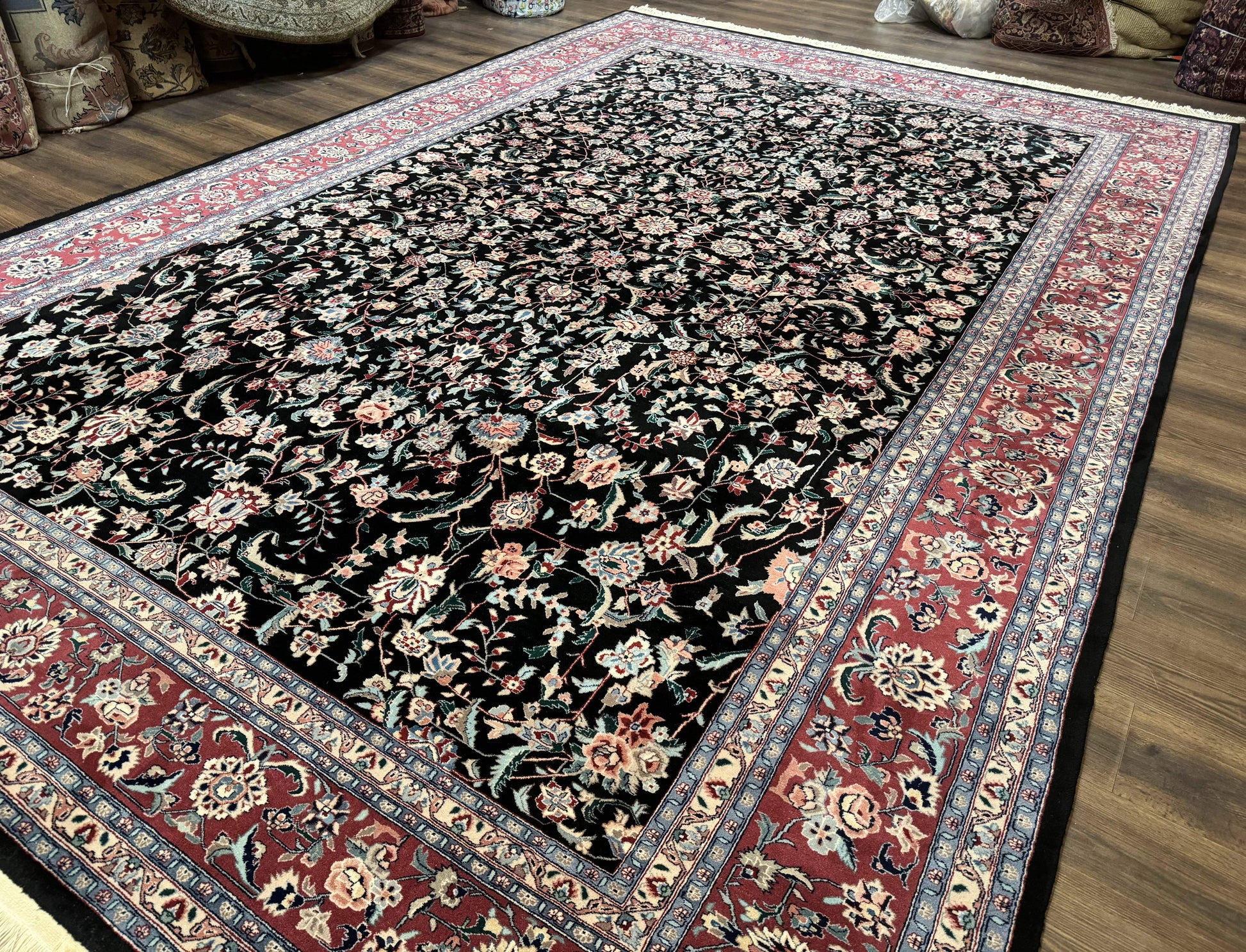 Large Sino Persian Rug 10x15, Floral Allover, Hand Knotted Wool Carpet, Fine - Nuvé