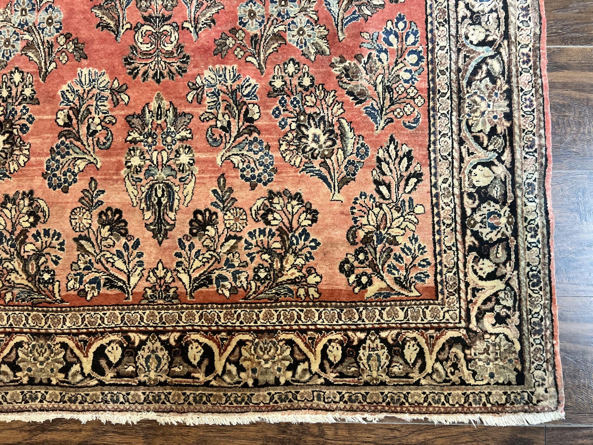 Antique Persian Sarouk Rug 4x7, Hand Knotted Wool Red Persian Carpet, Floral, Fine 300 KPSI - Nuvé