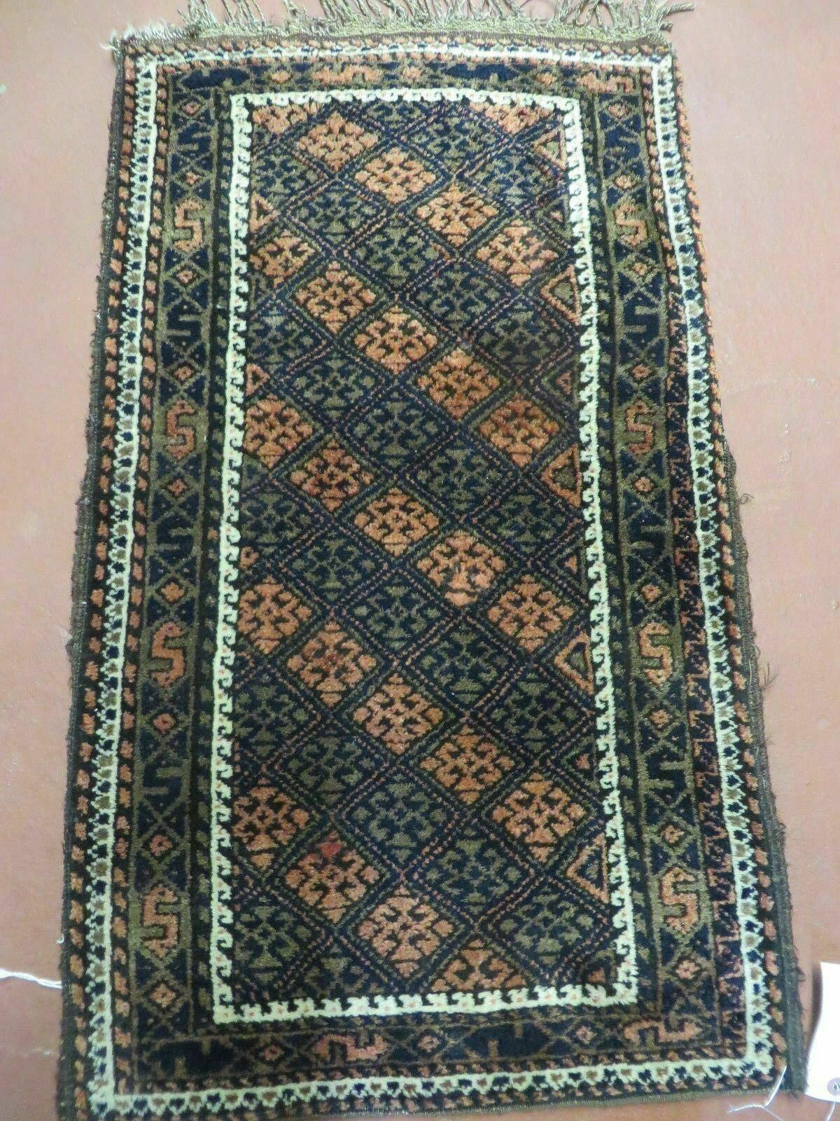 2' X 3' Antique Handmade Pakistani Bokhara Turkoman Balouchi Wool Rug Mat Nice - Nuvé