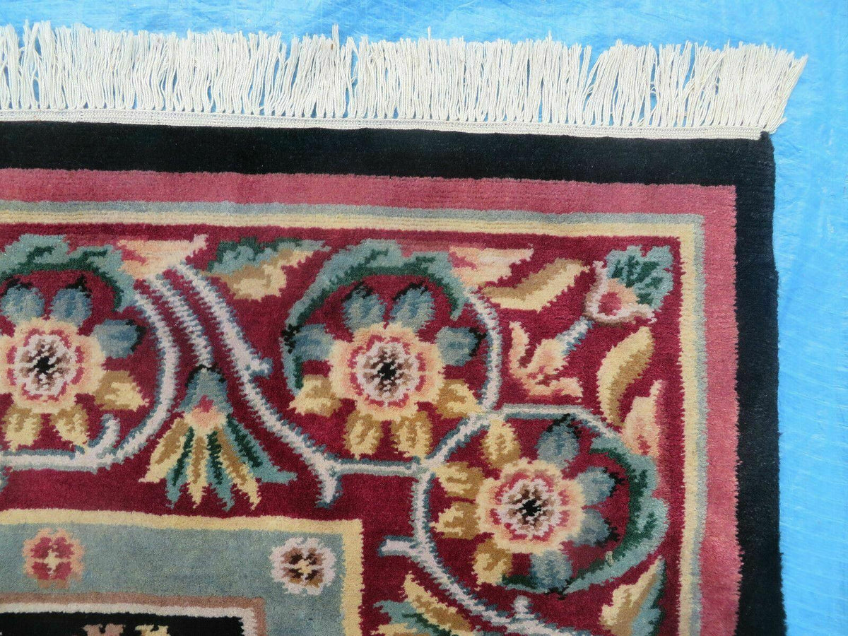 9' X 12' Decorative Chinese Aubusson Hand Knotted Pile Wool Rug Black Nice