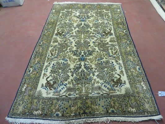 4' X 6 Handmade India Oriental Fine Pictorial Tree Of Life Wool Silk Rug Wow - Nuvé