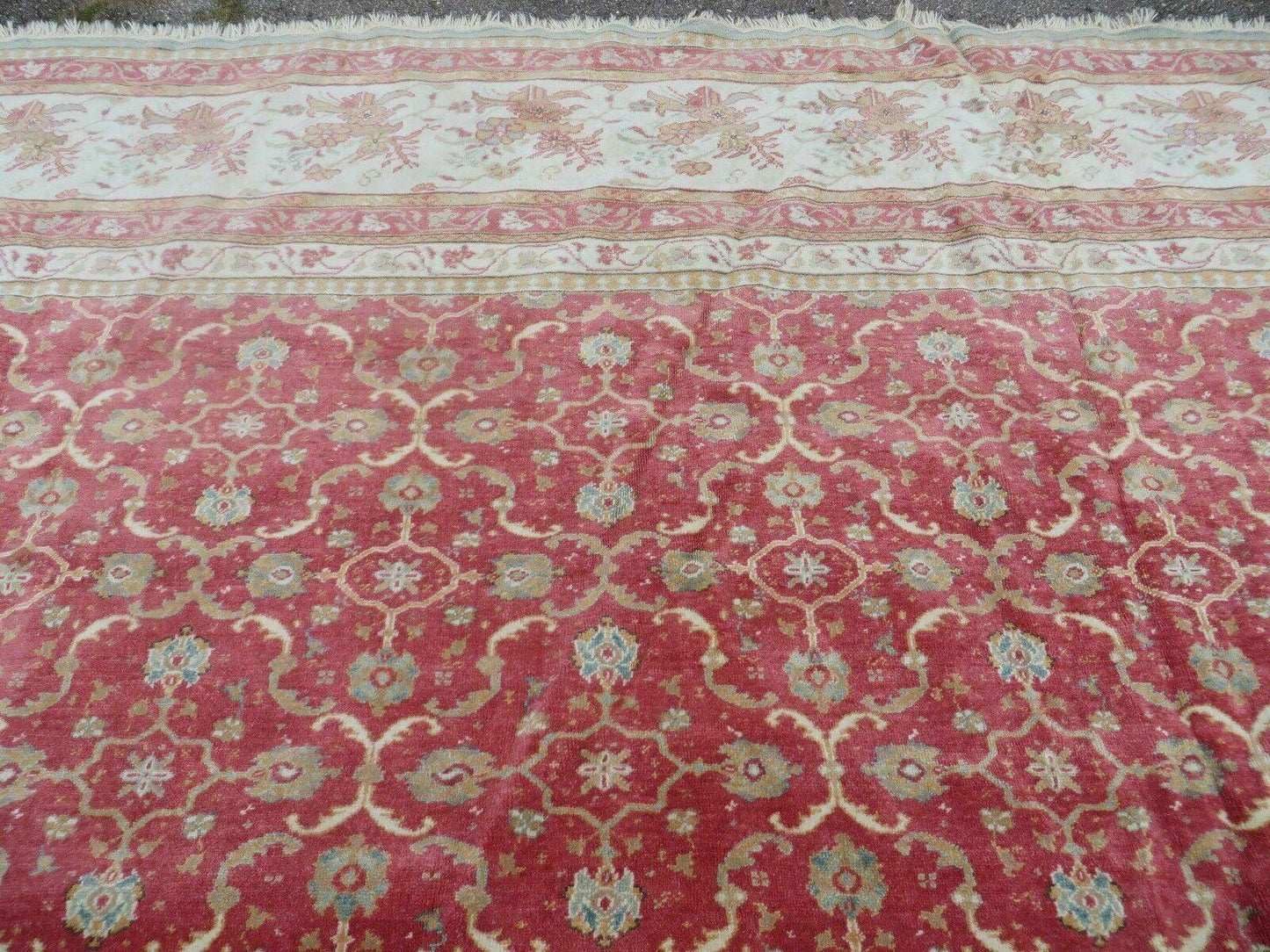 12' X 18' Palace Size Handmade Egyptian Wool Rug Carpet Soft Colors Red & Beige - Nuvé