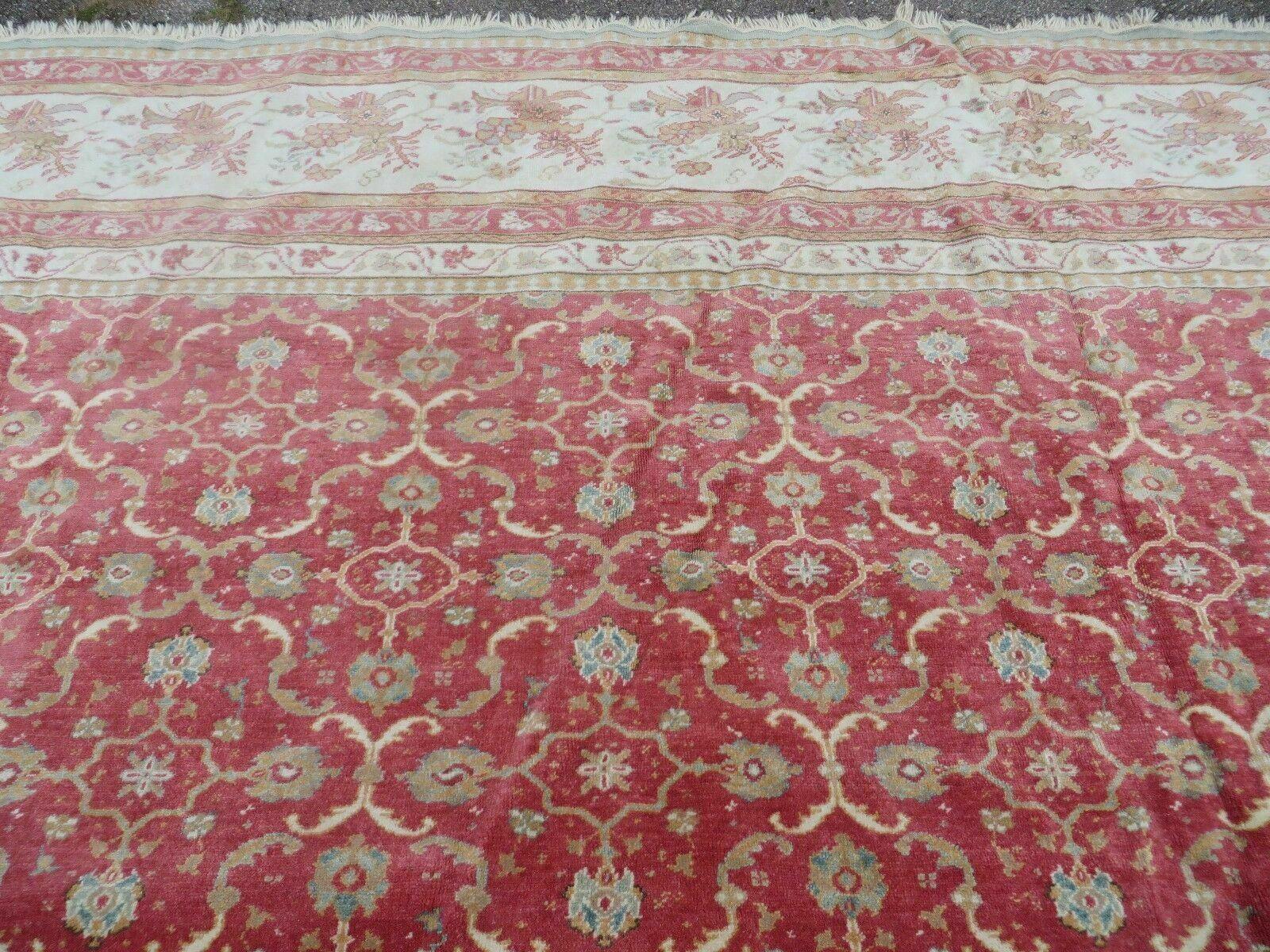 12' X 18' Palace Size Handmade Egyptian Wool Rug Carpet Soft Colors Red & Beige - Nuvé