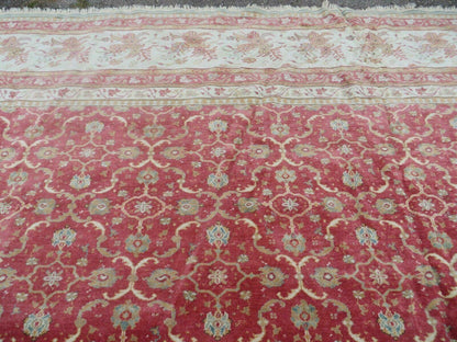 12' X 18' Palace Size Handmade Egyptian Wool Rug Carpet Soft Colors Red & Beige - Nuvé