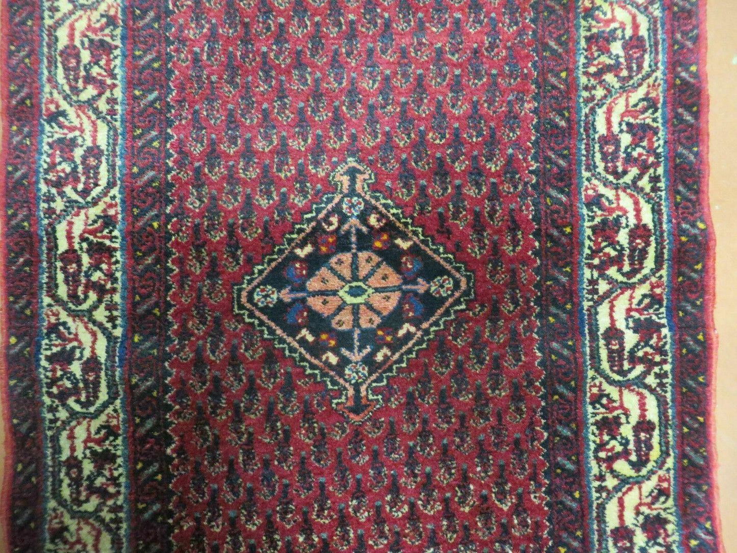 2.5' X 4' Vintage Handmade Indian Amritsar Wool Rug Paisley Design Red - Nuvé