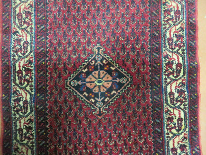 2.5' X 4' Vintage Handmade Indian Amritsar Wool Rug Paisley Design Red - Nuvé