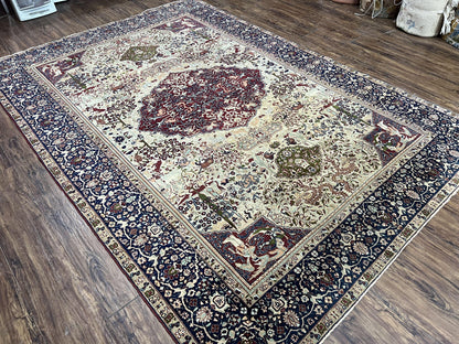Rare Antique Indian Agra Rug, Early 20th Century Indian Carpet, Animal and Angel Motifs, Hunting Scene, Collectible Oriental Carpet, Wow - Nuvé