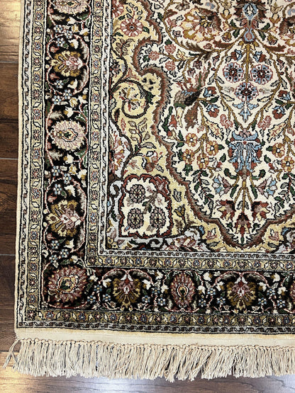 Turkish Kayseri Silk Rug 3x5, Tree of Life Silk Oriental Carpet, Birds Persian Vase Design, Hand Knotted Vintage Fine Rug, 340 KPSI - Nuvé